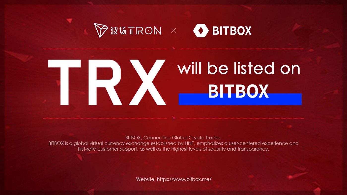 TRON (TRX) listed on BITBOX, LINE’s exchange￼
